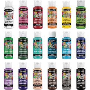 DecoArt Crafter’s Acrylic Paint Set, 18 (2 fl oz/59 ml) Assorted Matte Finish Colors, DIY Arts And Crafts Acrylic Paint, 36 Fl Oz(Pack of 1)