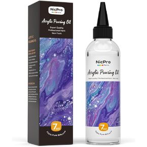 Nicpro 7 Ounce Silicone Pouring Oil for Art, Dramatic Cell Activator for Acrylic Paint Pour, 100% Silicone Medium Compatible with All Painting Acrylic or Watercolor - Come with Instruction