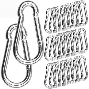 ASelected 50 Pack Spring Snap Hook 2 Inch Carabiner Clip Galvanized Steel, Silver Quick Link Clip Keychain for Camping, Hiking, Outdoor and Gym, Small M5 Carabiners for Dog Leash & Harness