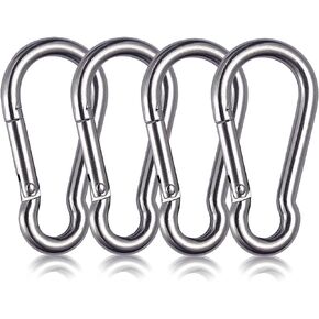 WIQUE Spring Snap Hook - 304 Stainless Steel Spring Snap Hooks Carabiner Heavy Duty 2.8 Inch（Set of 4）