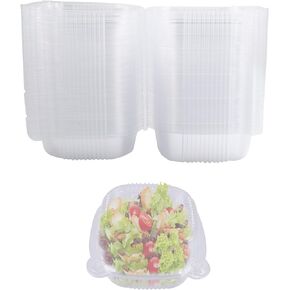 100 PCS Clear Plastic Square Food Container, Disposable Transparent To Go Containers with Clear Lids, Hinged Top Clamshell Food Boxes for Take Out Home Party, Used to Hold Fruits Cake Salad Dessert