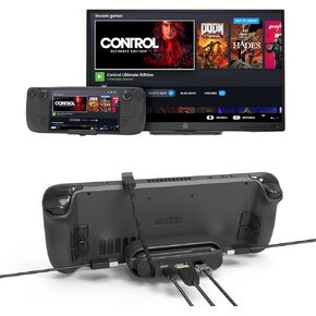 محطة إرساء EJGAME متوافقة مع سطح البخار، محطة إرساء بخار 4K 60 هرتز مع HDMI 2.0، 3 USB 3.0، جيجابت إيثرنت، منفذ شحن USB-C متوافق مع Valve SteamDeck، الشاشة، التلفزيون in Kuwait