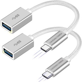 COUPLING USMILE USB C Female to USB Male Adapter (2pcs Black),Transfer up to 10Gbps,Type C to USB A Charger Cable Adapter,Compatible with MacBook/iMac/iPad/iPhone 15 Series, Galaxy Note S24 Series
