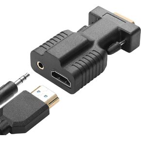 CERRXIAN HDMI to VGA Adapter with 3.5mm Audio Jack Cable,Gold Plated HDMI to VGA 1080P@60Hz Digital Video Converter Cable for Desktop,Laptop,Projector, Monitor, HDTV