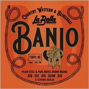 La Bella 730PL-BE Light Ball-Ends Plain Steel Pure Nickel Round Wound Banjo Strings