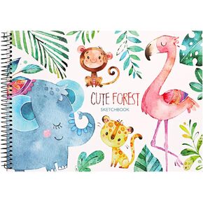 Sketch Book for Kids Drawing, 8" X 11", 50 Sheets(110 GSM), Spiral Bound Artist Sketch Pad, Acid Free Paper for Drawing, Painting, Sketching or Doodling, Cute Forest Cover