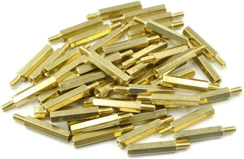 Hxchen M3 x 20mm + 6mm Male to Female Thread Brass Hexagon Hex Standoff Spacer Pillars - (50 Pcs) in Saudi Arabia