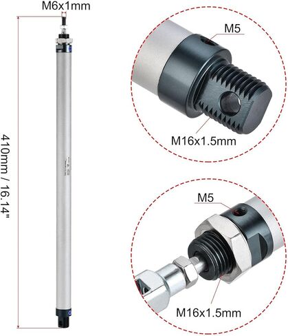 uxcell Pneumatic Air Cylinder 16mm Bore 300mm Stroke with Y Connector and Quick Fittings, MAL 16x300, for Automatic Equipment in Saudi Arabia
