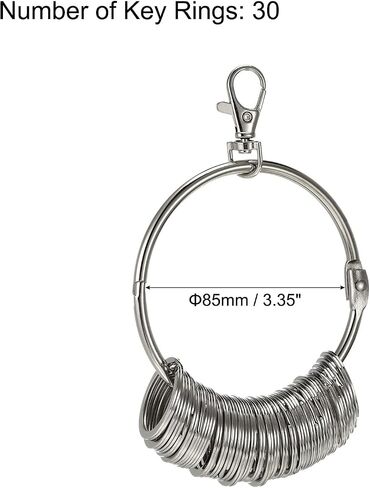 Patikil 3.4 Inch Dia Key Organizer - 30 Key Ring Holder for Office, Silver in Kuwait