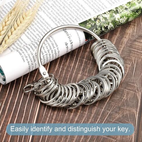 Patikil 3.4 Inch Dia Key Organizer - 30 Key Ring Holder for Office, Silver in Kuwait
