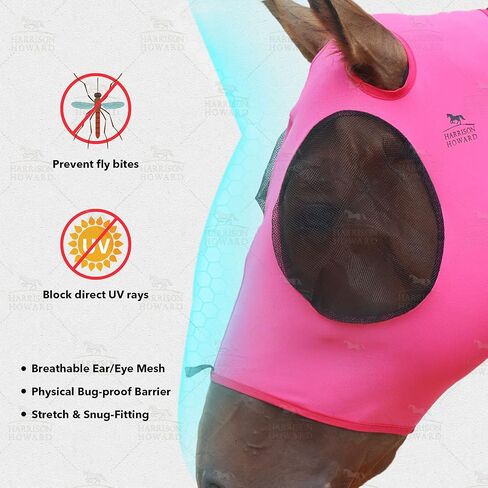 Harrison Howard Superior Comfort Breathable Fly Masks Stretchy Fitting Soft on Skin with Forelock Opening in Saudi Arabia