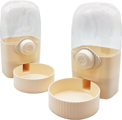 34oz Hanging Automatic Rabbit Feeders for Cages Gravity Ferret Food Dispenser Cat Food Bowl Set Pet Feeding Station for Guinea Pig Hedgehog Bunny(Cream yellow, Food) in Saudi Arabia