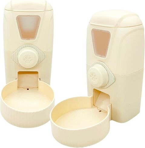 34oz Hanging Automatic Rabbit Feeders for Cages Gravity Ferret Food Dispenser Cat Food Bowl Set Pet Feeding Station for Guinea Pig Hedgehog Bunny(Cream yellow, Food) in Saudi Arabia