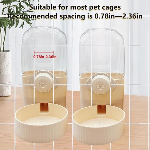 34oz Hanging Automatic Rabbit Feeders for Cages Gravity Ferret Food Dispenser Cat Food Bowl Set Pet Feeding Station for Guinea Pig Hedgehog Bunny(Cream yellow, Food) in Saudi Arabia