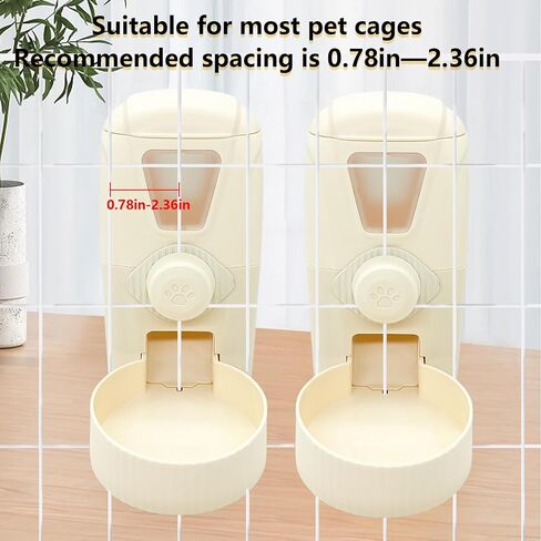 34oz Hanging Automatic Rabbit Feeders for Cages Gravity Ferret Food Dispenser Cat Food Bowl Set Pet Feeding Station for Guinea Pig Hedgehog Bunny(Cream yellow, Food) in Saudi Arabia