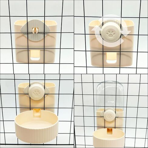 34oz Hanging Automatic Rabbit Feeders for Cages Gravity Ferret Food Dispenser Cat Food Bowl Set Pet Feeding Station for Guinea Pig Hedgehog Bunny(Cream yellow, Food) in Saudi Arabia