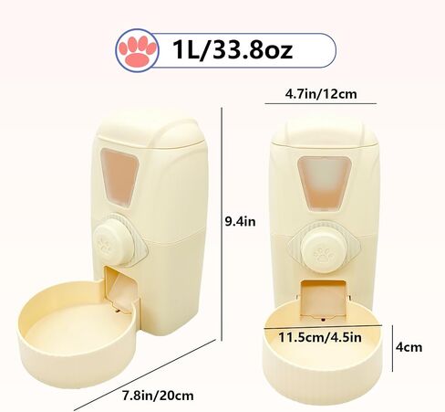34oz Hanging Automatic Rabbit Feeders for Cages Gravity Ferret Food Dispenser Cat Food Bowl Set Pet Feeding Station for Guinea Pig Hedgehog Bunny(Cream yellow, Food) in Saudi Arabia