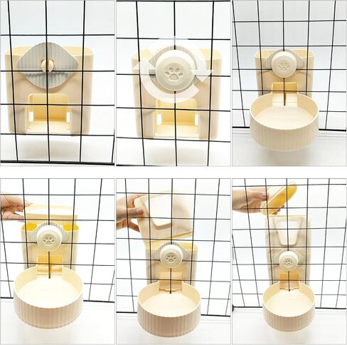 34oz Hanging Automatic Rabbit Feeders for Cages Gravity Ferret Food Dispenser Cat Food Bowl Set Pet Feeding Station for Guinea Pig Hedgehog Bunny(Cream yellow, Food) in Saudi Arabia