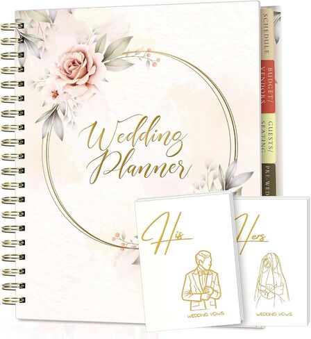 BREMON Wedding Planning Book 2022, Planner/Organizer with 2 Vow Books, 3pc Set, Floral Design, 9.5'' X 11'' in Saudi Arabia