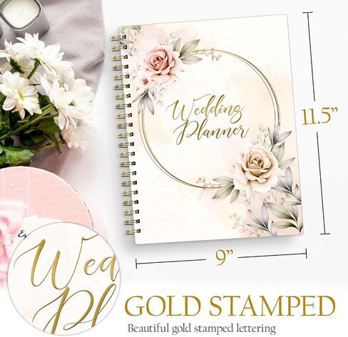 BREMON Wedding Planning Book 2022, Planner/Organizer with 2 Vow Books, 3pc Set, Floral Design, 9.5'' X 11'' in Saudi Arabia