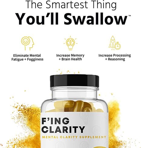 F'ing Clarity - Clarity, Memory + Brain Boosting Nootropic Supplement | Bacopa Extract, Phosphatidylserine 20%, Gingko Biloba Extract, Rhodiola Rosea Extract, DMAE Bitrartrate, B-12, Huperzine A in Saudi Arabia