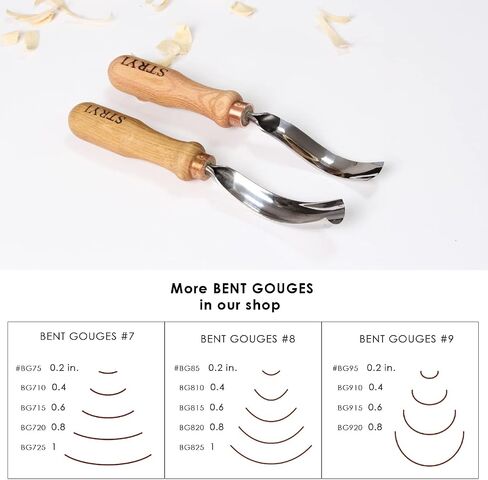 Stryi Wood Carving Bent Gouge 1" #7, Woodworking Long Bent Chisel, Spoon Carving Tools, Bowl Carving, Carbon Steel Radial Gouge, Handmade Woodworking Tool For Hard and Soft Woods BG725 in Saudi Arabia