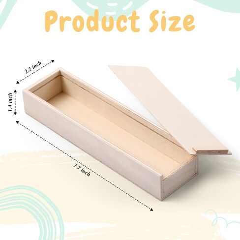 Spiareal 16 Pcs Unfinished Wood Pencil Box with Sliding Lid Rectangle Unpainted Storage Box for DIY Craft Making Jewelry Box Holiday Gift 7.7" x 2.2" x 1.4" in Saudi Arabia