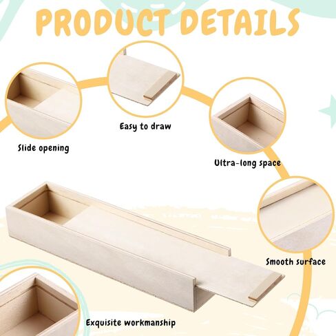 Spiareal 16 Pcs Unfinished Wood Pencil Box with Sliding Lid Rectangle Unpainted Storage Box for DIY Craft Making Jewelry Box Holiday Gift 7.7" x 2.2" x 1.4" in Saudi Arabia