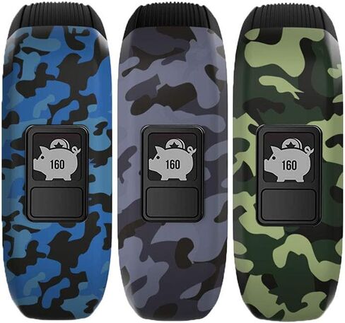 iBREK for Garmin Vivofit jr/jr 2/3 Bands, Silicone Stretchy Replacement Watch Bands for Kids Boys Girls Small Large(No Tracker)-Small,3 Pack:Blue&Green&Gray Camo in Saudi Arabia