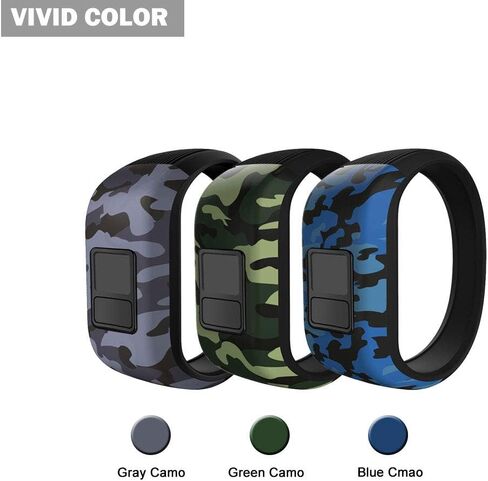 iBREK for Garmin Vivofit jr/jr 2/3 Bands, Silicone Stretchy Replacement Watch Bands for Kids Boys Girls Small Large(No Tracker)-Small,3 Pack:Blue&Green&Gray Camo in Saudi Arabia