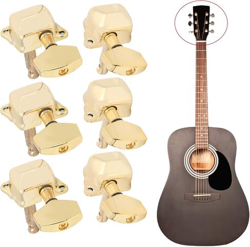 3 Left 3 Right Acoustic Guitar SemiClosed String Tuning Pegs Tuning Keys Machine Heads for Acoustic Guitar(Silver) in Kuwait