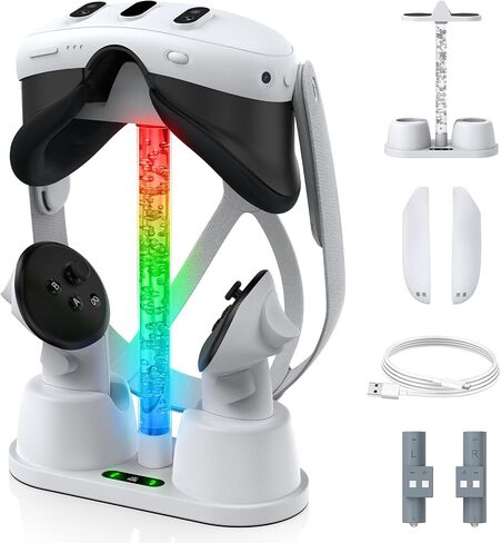 Charging Dock for Quest 3, Quest 3 Charging Station with RGB Light & Stand Non-Slip,VR Controller and Headset Charge Simultaneously, Display Stand for Quest 3 in Saudi Arabia