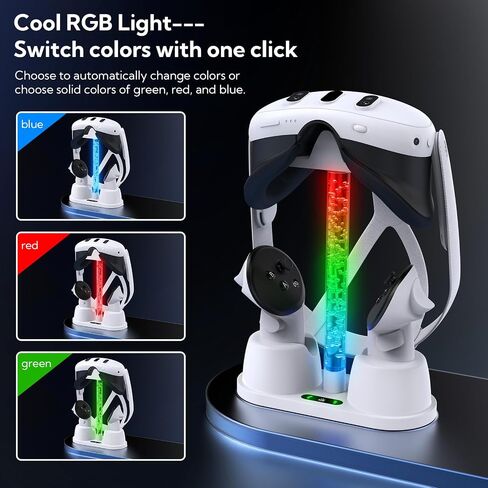 Charging Dock for Quest 3, Quest 3 Charging Station with RGB Light & Stand Non-Slip,VR Controller and Headset Charge Simultaneously, Display Stand for Quest 3 in Saudi Arabia