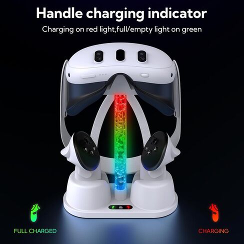 Charging Dock for Quest 3, Quest 3 Charging Station with RGB Light & Stand Non-Slip,VR Controller and Headset Charge Simultaneously, Display Stand for Quest 3 in Saudi Arabia