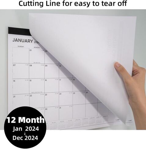 Month Calendar 2024 - Wall / Desk Calendar, 12-Months, JANUARY 2024 - DECEMBER 2024, 12’’ x 17’’, Large Blocks with Julian Dates for Daily Schedule Planner, Perfect for Planning and Organizing Your in Saudi Arabia