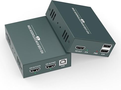 موسع HDMI USB KVM عبر كابل Cat5e/6/Ethernet واحد، يصل إلى 165 قدمًا، دقة Full HD 1080P، يدعم HDMI1.3 HDCP1.3 in Kuwait