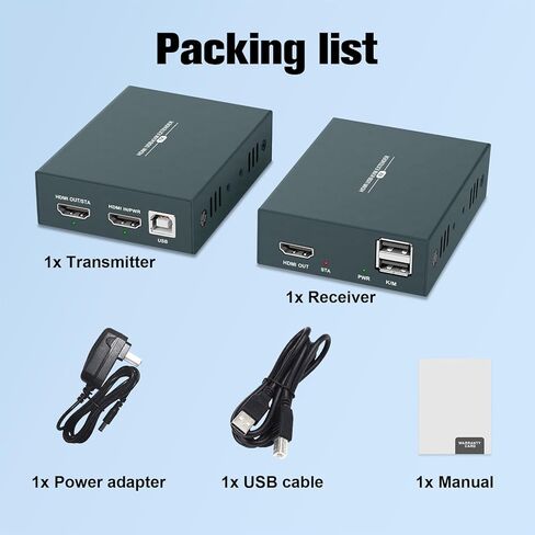 موسع HDMI USB KVM عبر كابل Cat5e/6/Ethernet واحد، يصل إلى 165 قدمًا، دقة Full HD 1080P، يدعم HDMI1.3 HDCP1.3 in Kuwait