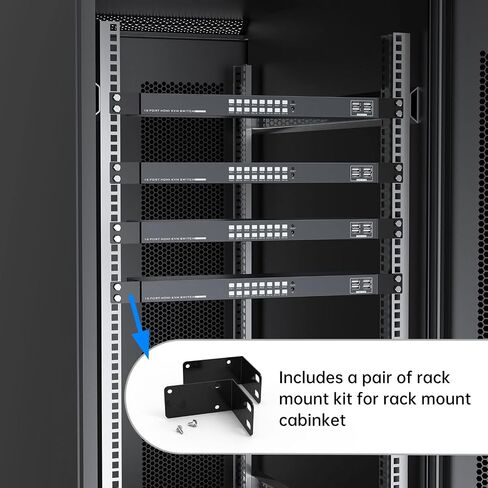 Yinker VGA KVM 8 منافذ، USB VGA Rackmount KVM + 8 كابلات KVM + 4 محاور USB + محدد سطح مكتب سلكي + آذان مثبتة على حامل in Kuwait