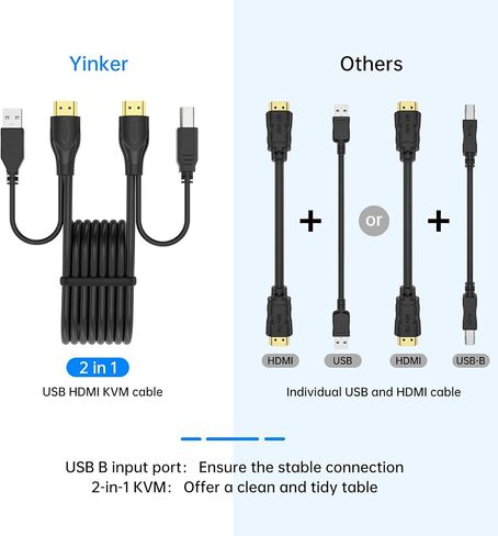 Yinker VGA KVM 8 منافذ، USB VGA Rackmount KVM + 8 كابلات KVM + 4 محاور USB + محدد سطح مكتب سلكي + آذان مثبتة على حامل in Kuwait