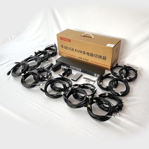 Yinker VGA KVM 8 منافذ، USB VGA Rackmount KVM + 8 كابلات KVM + 4 محاور USB + محدد سطح مكتب سلكي + آذان مثبتة على حامل in Kuwait