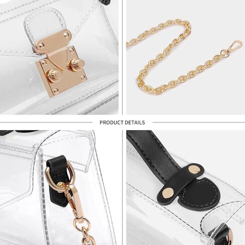 محفظة شفافة للاستاد، حقيبة صغيرة بلاستيكية لطيفة وشفافة للحفلات الموسيقية، حقيبة صغيرة للعب اليوم، محفظة بمقبض للاستاد معتمدة للنساء in Kuwait