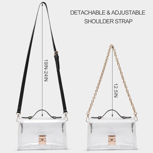 محفظة شفافة للاستاد، حقيبة صغيرة بلاستيكية لطيفة وشفافة للحفلات الموسيقية، حقيبة صغيرة للعب اليوم، محفظة بمقبض للاستاد معتمدة للنساء in Kuwait
