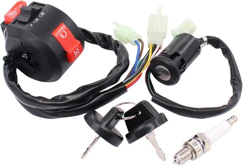 XtremeAmazing Left Starter Switch Assembly with 4 Wires Ignition Key Switch for Chinese ATVs Dirt Bikes Go Karts Scooters Quad 4 Wheeler Pit Bike 50cc 70cc 90cc 110cc 150cc 200cc 250cc in Saudi Arabia