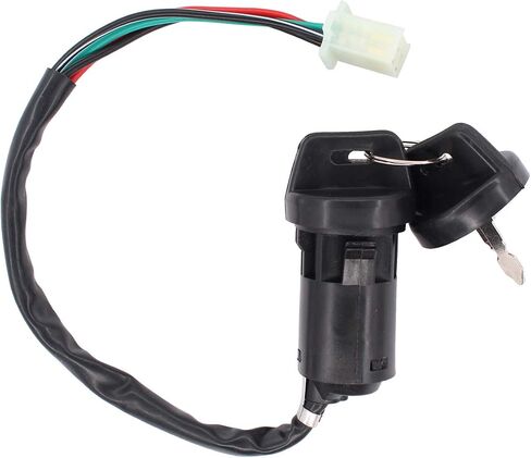 XtremeAmazing Left Starter Switch Assembly with 4 Wires Ignition Key Switch for Chinese ATVs Dirt Bikes Go Karts Scooters Quad 4 Wheeler Pit Bike 50cc 70cc 90cc 110cc 150cc 200cc 250cc in Saudi Arabia