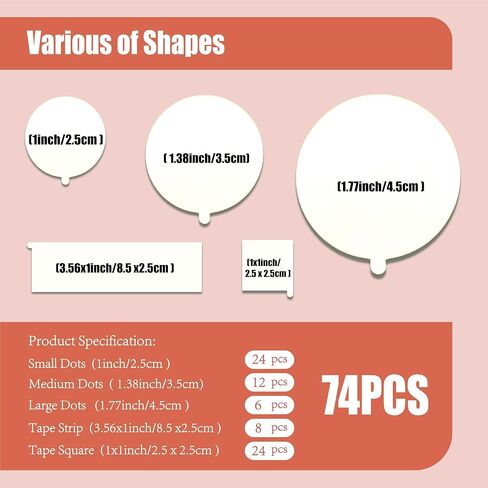 Breliter Pre-Cut Double Sided Tape for Wall - 74Pcs Clear Sticky Tape for Picture Hanging Mounting Tape, Easy to use and Removable Tape for Home Decoration, Birthday Party, Christmas and Crafts in Saudi Arabia