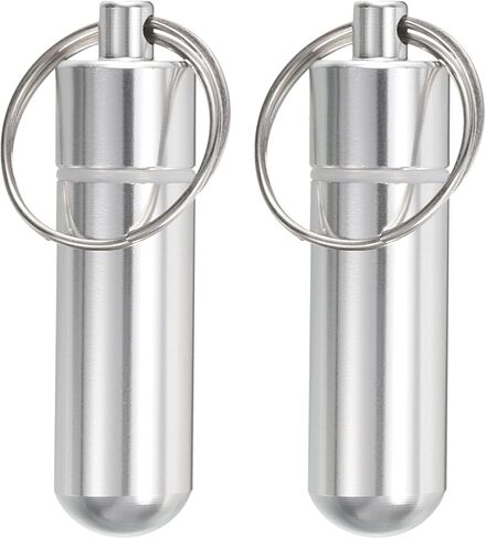 حامل أعواد الأسنان من uxcell، قطعتان - حافظة أعواد أسنان محمولة من سبائك الألومنيوم، جيب حامل أعواد أسنان مقاوم للماء مع سلسلة مفاتيح للتخييم في الهواء الطلق (47 مم) in Kuwait