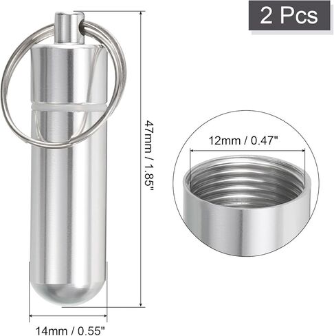 حامل أعواد الأسنان من uxcell، قطعتان - حافظة أعواد أسنان محمولة من سبائك الألومنيوم، جيب حامل أعواد أسنان مقاوم للماء مع سلسلة مفاتيح للتخييم في الهواء الطلق (47 مم) in Kuwait