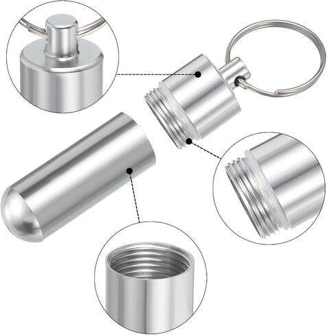 حامل أعواد الأسنان من uxcell، قطعتان - حافظة أعواد أسنان محمولة من سبائك الألومنيوم، جيب حامل أعواد أسنان مقاوم للماء مع سلسلة مفاتيح للتخييم في الهواء الطلق (47 مم) in Kuwait