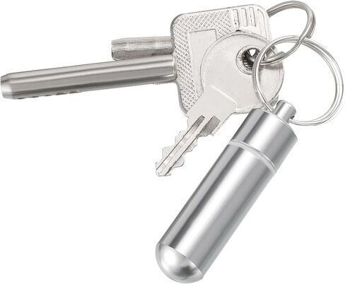 حامل أعواد الأسنان من uxcell، قطعتان - حافظة أعواد أسنان محمولة من سبائك الألومنيوم، جيب حامل أعواد أسنان مقاوم للماء مع سلسلة مفاتيح للتخييم في الهواء الطلق (47 مم) in Kuwait