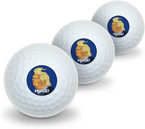 GRAPHICS & MORE Huge! Donald Trump Caricature with Wind Blowing Hair Funny Novelty Golf Balls 3 Pack in Saudi Arabia
